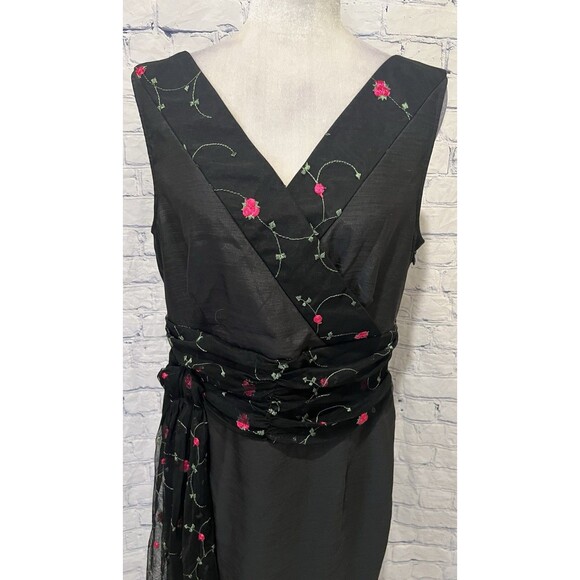 Kallista Black Dress by Ashro little black Floral dress Size 14 - Picture 2 of 6